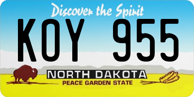 ND license plate KOY955