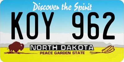 ND license plate KOY962