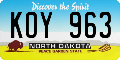 ND license plate KOY963
