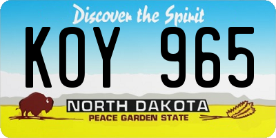 ND license plate KOY965