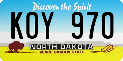 ND license plate KOY970