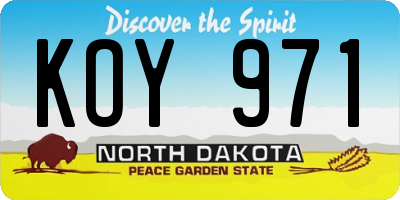 ND license plate KOY971