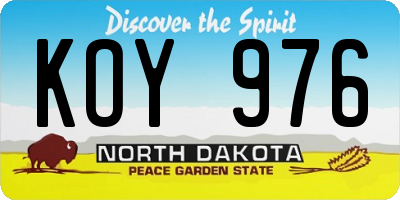 ND license plate KOY976