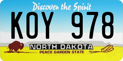 ND license plate KOY978