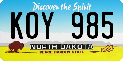 ND license plate KOY985