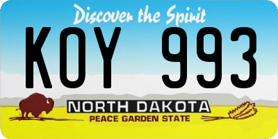 ND license plate KOY993