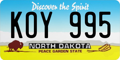 ND license plate KOY995