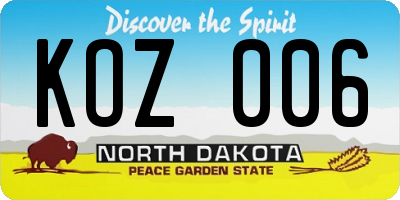 ND license plate KOZ006