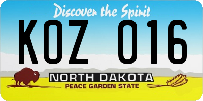ND license plate KOZ016