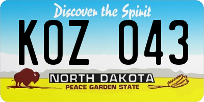 ND license plate KOZ043