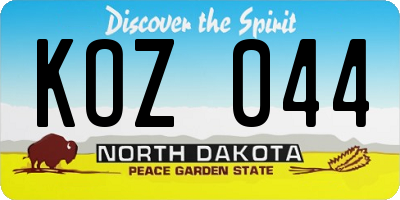 ND license plate KOZ044