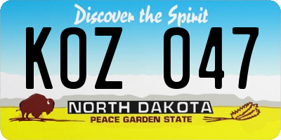 ND license plate KOZ047