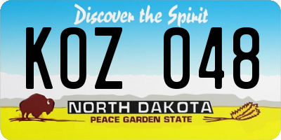 ND license plate KOZ048