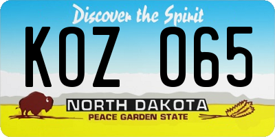 ND license plate KOZ065