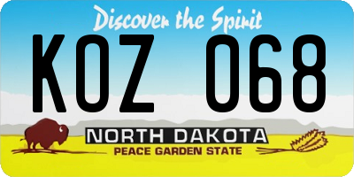 ND license plate KOZ068