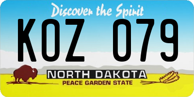 ND license plate KOZ079