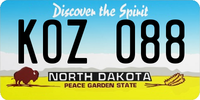 ND license plate KOZ088