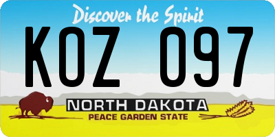 ND license plate KOZ097
