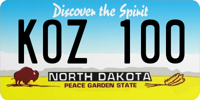 ND license plate KOZ100