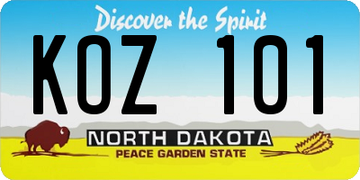 ND license plate KOZ101