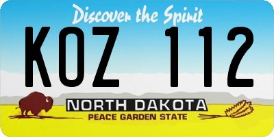 ND license plate KOZ112