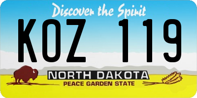 ND license plate KOZ119