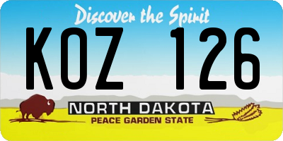 ND license plate KOZ126