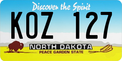 ND license plate KOZ127