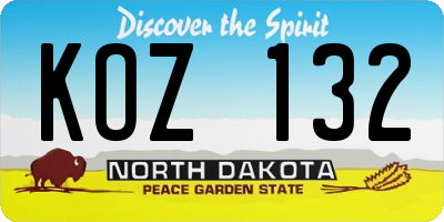 ND license plate KOZ132