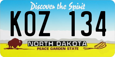 ND license plate KOZ134