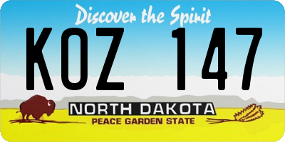 ND license plate KOZ147
