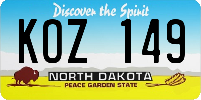 ND license plate KOZ149