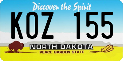 ND license plate KOZ155