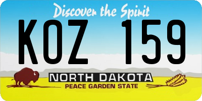 ND license plate KOZ159