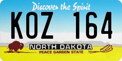 ND license plate KOZ164