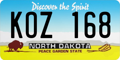 ND license plate KOZ168