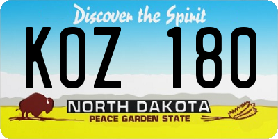ND license plate KOZ180