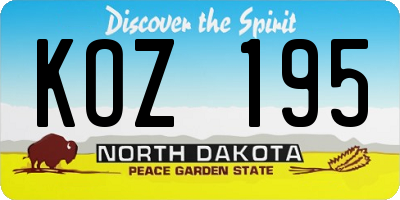 ND license plate KOZ195