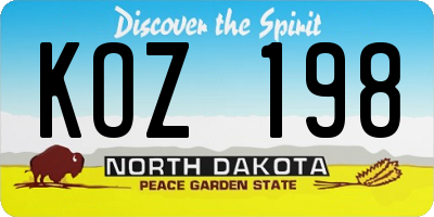 ND license plate KOZ198