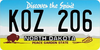 ND license plate KOZ206