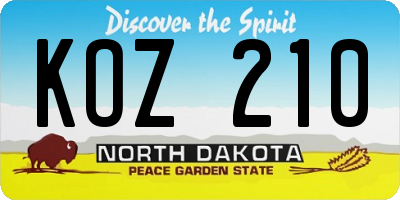 ND license plate KOZ210