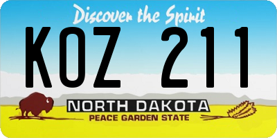 ND license plate KOZ211