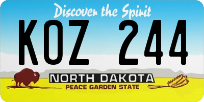 ND license plate KOZ244