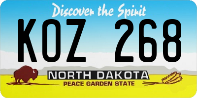 ND license plate KOZ268