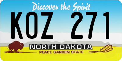 ND license plate KOZ271