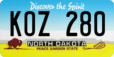 ND license plate KOZ280