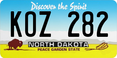 ND license plate KOZ282