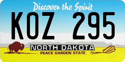ND license plate KOZ295