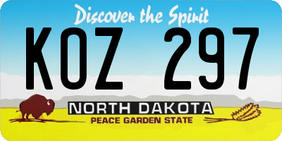 ND license plate KOZ297