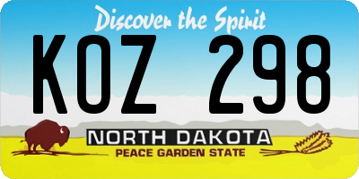ND license plate KOZ298